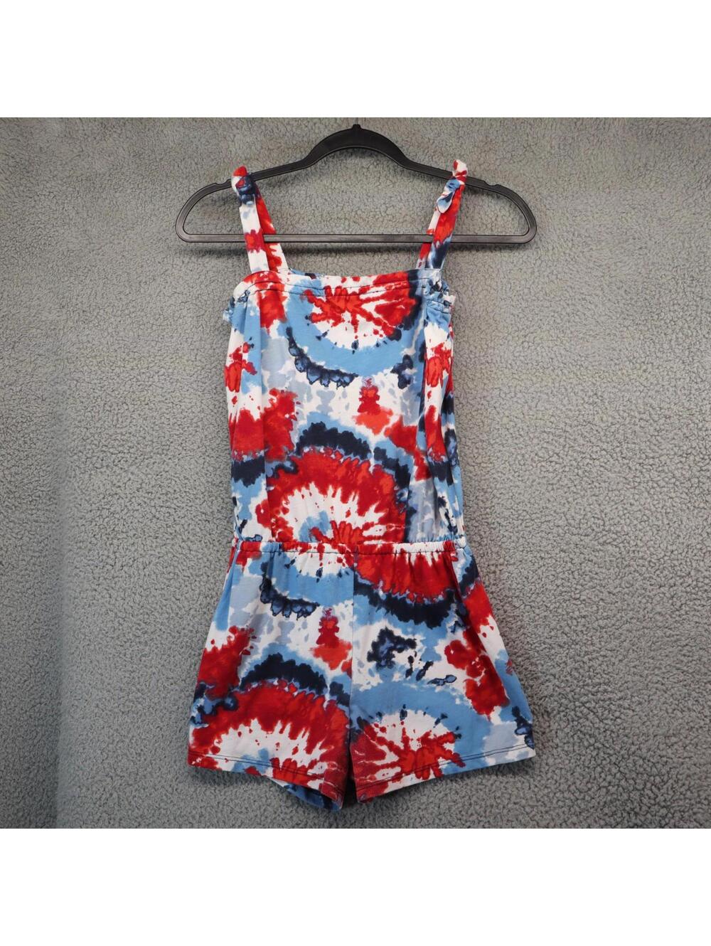 Place Girls XL romper Tie Dye Red Blue Summer Pool Festival
